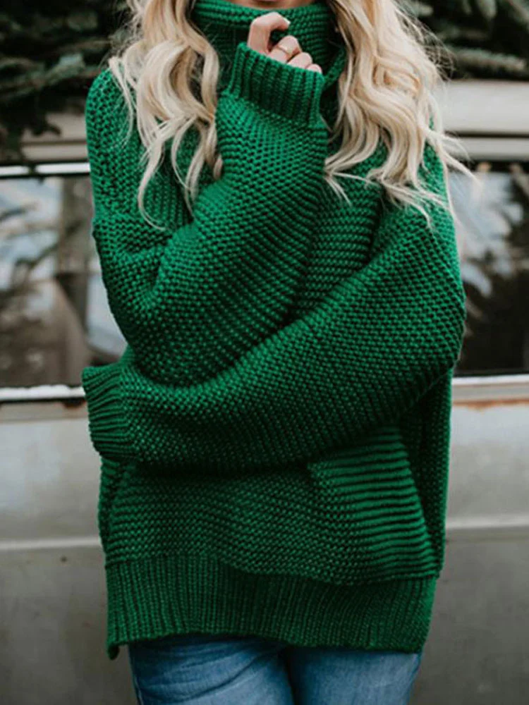 

Autumn Winter Turtleneck Women Long Sleeve Turtle Neck Women Knitted Green Sweater Women's Jumper Pullovers Sweaters for women