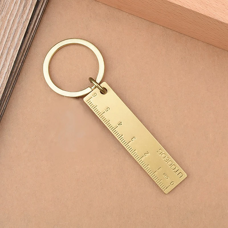 

Metal Ruler Imitation Copper Multifunctional Keychain Gourd Pendant Chinese Style Car Key Ring Practical Small Measuring Tools