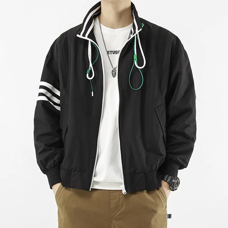 

Men's Standing Collar Casual Coat 2023 Autumn New Fashion Pilot Jacket Letter