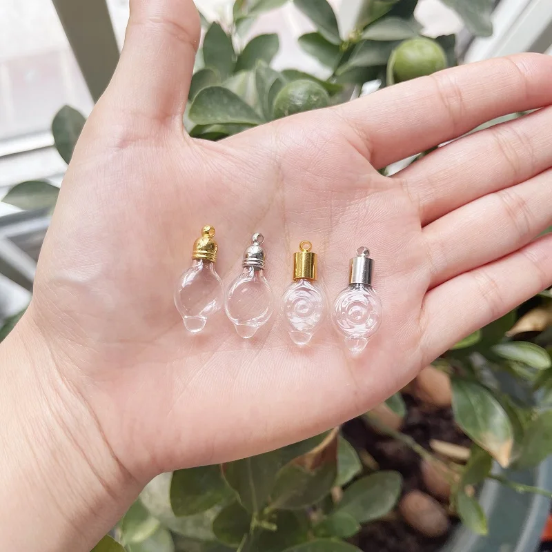 1/2/3/5X прозрачный мини-стеклянный кулон в виде флакона с клеевой крышкой для