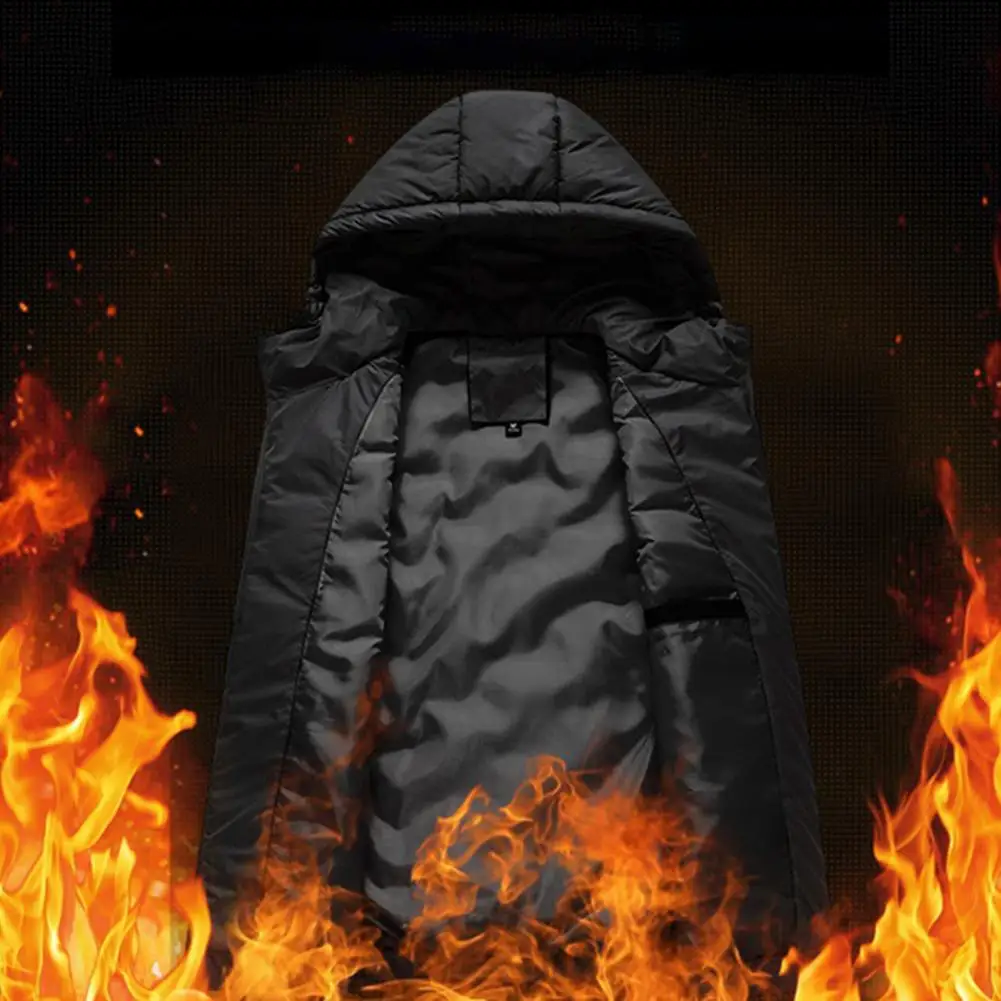 

Hot！Men Winter Vest Padded Solid Color Sleeveless Thicken Hooded Warm Casual Plus Size Windproof Winter Waistcoat for Dating