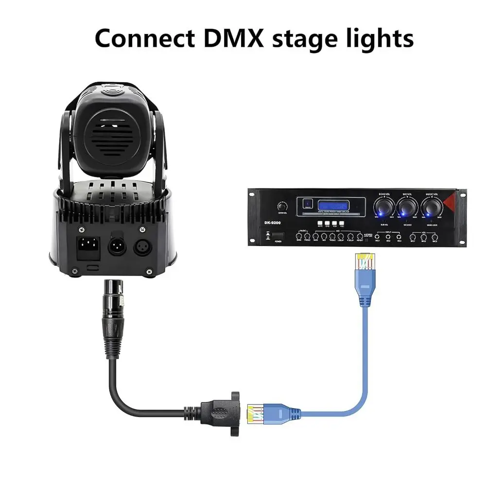 Фото Кабель-адаптер XLR (женский) на RJ45 (мужской), 3-контактный, ABS, 30 см, сетевой разъем RJ45, прочный, универсальный, для контроллеров DMX-CON серии №1