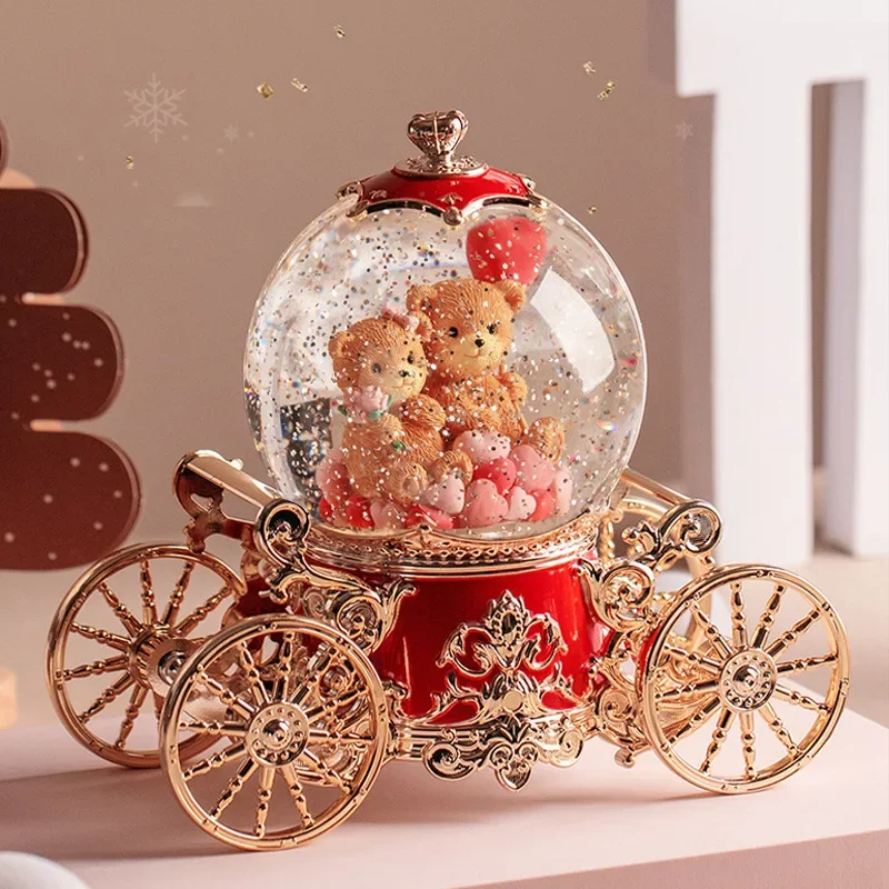 

Creative Cartoon Pumpkin Carriage Light Snowflake Music Box Crystal Octave Box Sky City Children's Christmas Gift