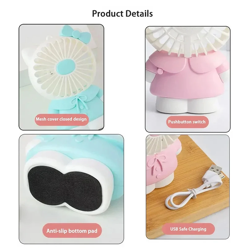 Миниатюрный USB-вентилятор Hello Kitty ручной перезаряжаемый маленький настольный