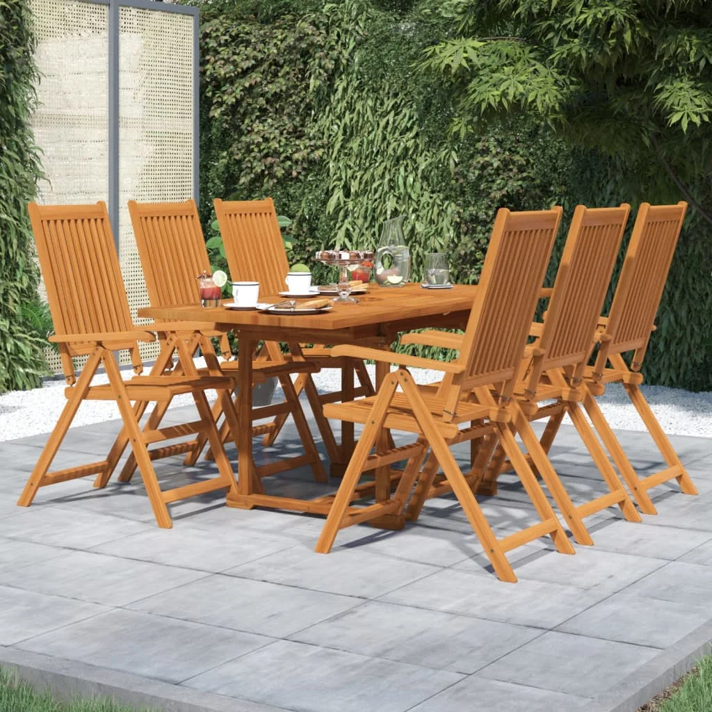 

7 Piece Garden Dining Set,Patio Table and Chair Set, Solid Wood Acacia