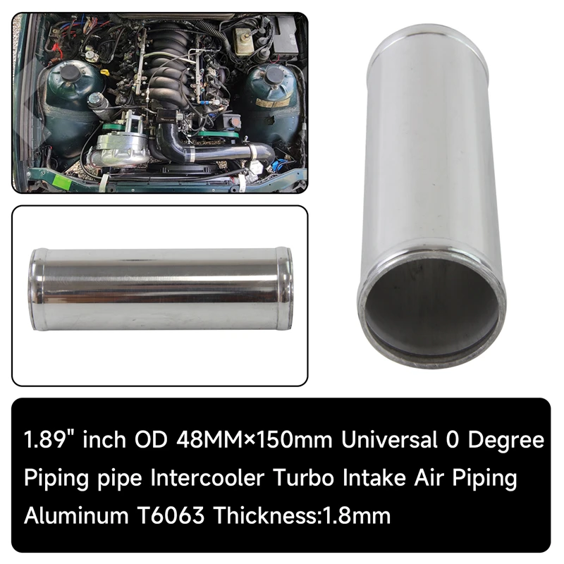 

Универсальный алюминиевый 0 градусов 48 мм-70 мм/1,89 дюйма-2,75 дюйма, турбо-интеркулер для труб, Впускной трубопровод L = 150 мм