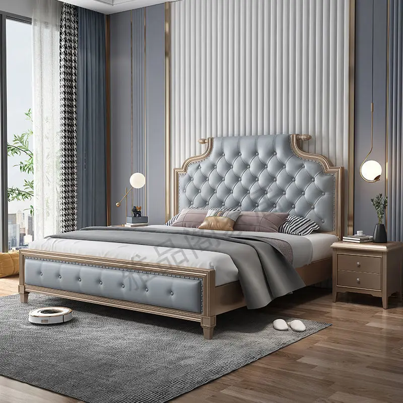 

New luxury bed American-style solid wood bed 1.8m bed modern minimalist master bedroom wedding bed European-style large