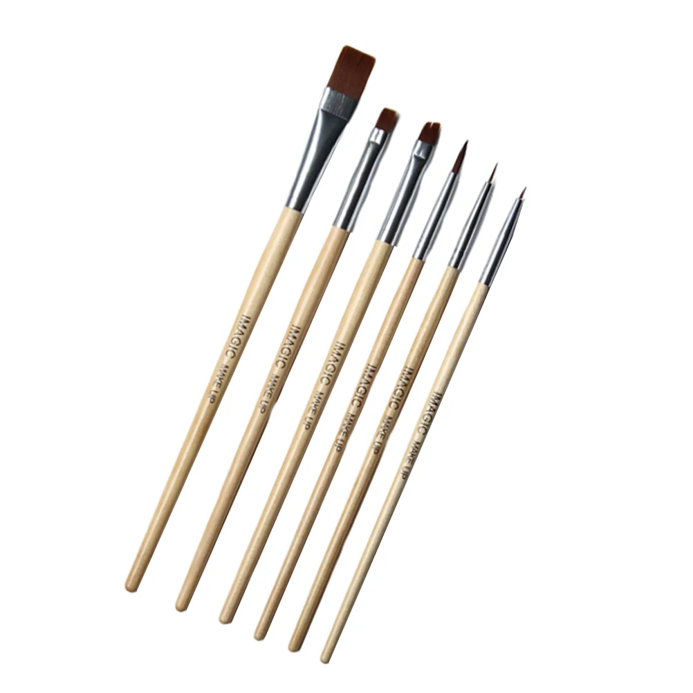 

6pcs High-end Nylon Bristles Makeup Brush Wooden Handle Halloween Oil Painting Brush Nail Kit Party Fancy Make Up Set