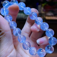 natural blue feather needle rutilated quartz beads bracelet 11 2mm clear round beads pyramid women men stretch aaaaaa