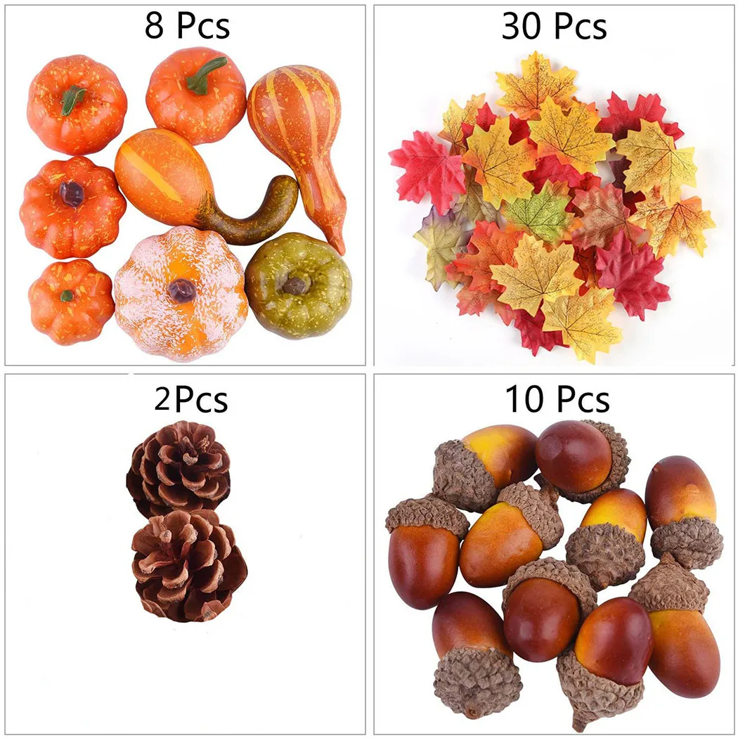 

50/86Pcs Halloween Artificial Pumpkin Autumn Fall Wreath Decorations Mini For Harvest Festival Faux Decoration Home Party