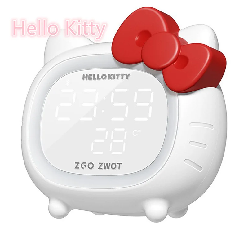 

Sanrios Bluetooth-динамик, умный будильник Hello Kitty, украшение для спальни, детские часы, светодиодный ночсветильник для девочек, быстрая доставка