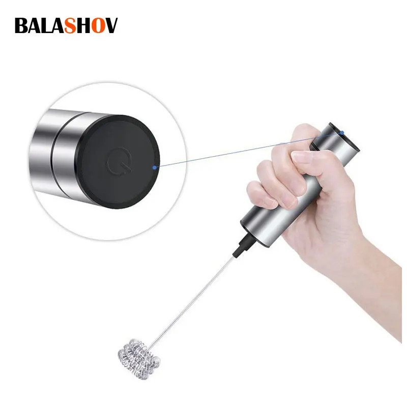 Handheld Electric Milk Frother Machine with 3 Pcs Stainless Steel Spring Wireless Whisk Foam Maker for Cappucino Maker