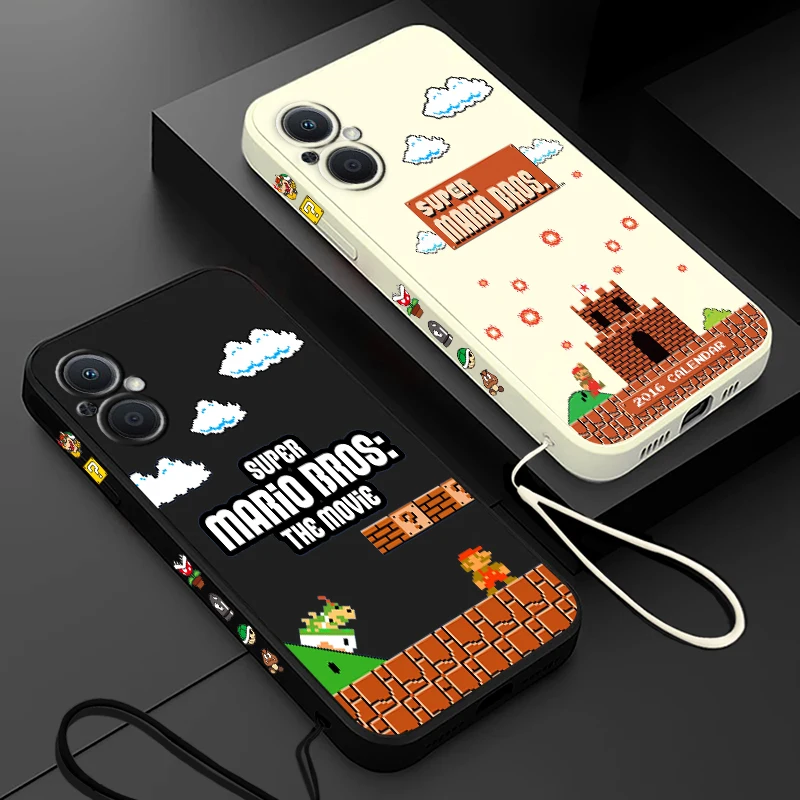 

Super Marie plumber Mario For OPPO A5 A9 A12 A72 A53 S A73 Find X2 X3 X5 Lite Pro Neo 5G Liquid Left Rope Soft Phone Case