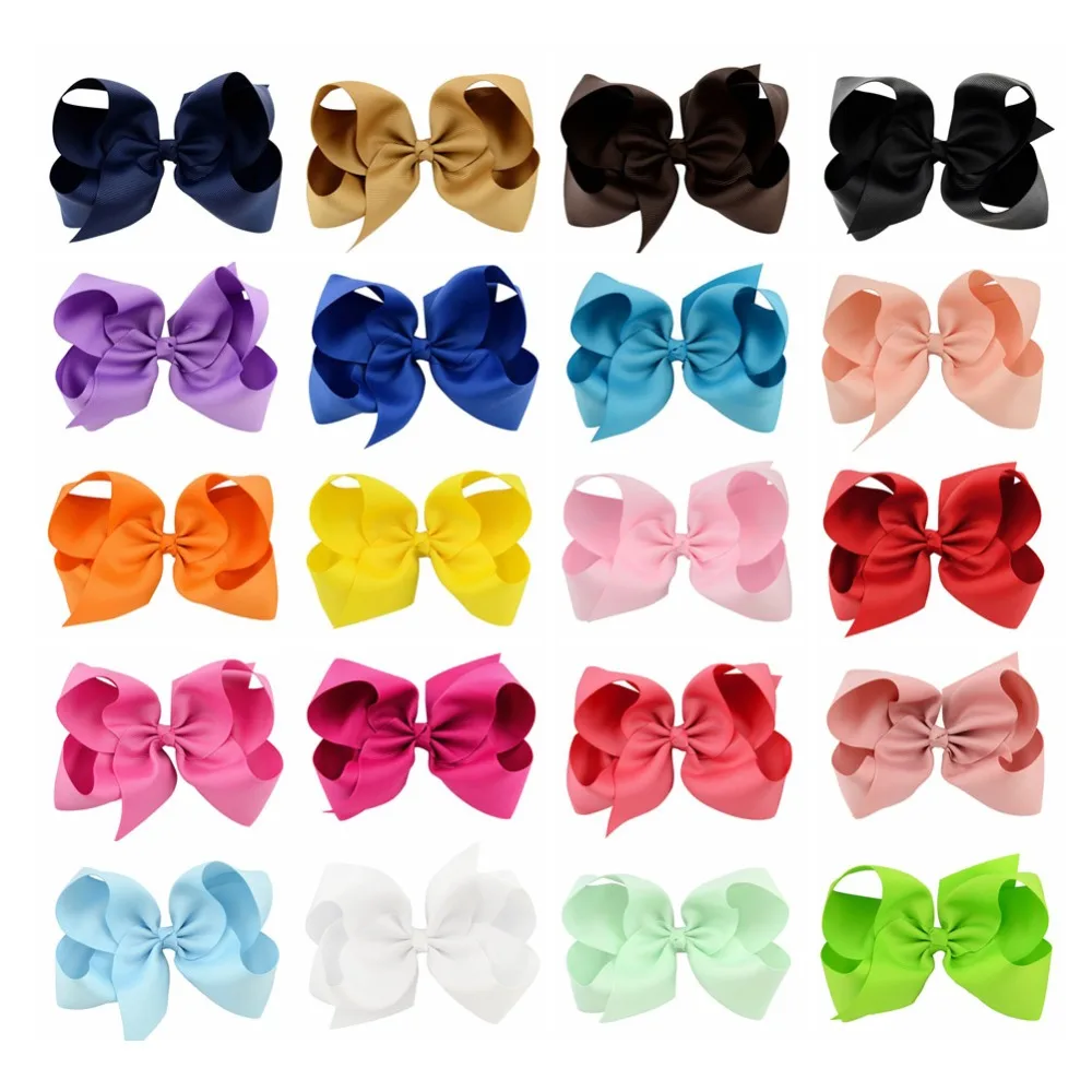 1 pcs 6 Inch Grosgrain Ribbon Boutique Large Solid Bows With Clip Hairpins Kids Girl Hair Accessories Gift 588 images - 6