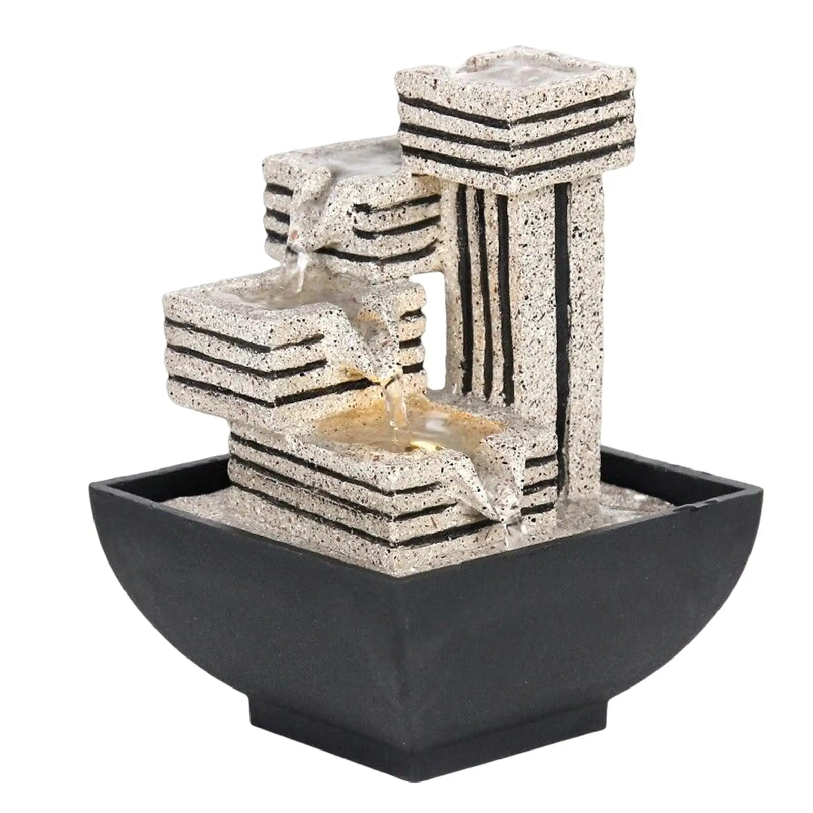 

4 Crafts Decoration Water Gifts Tabletop Fountain With Sound Water Calming Indoor Waterfall Lights Desk Tiers For Fountain