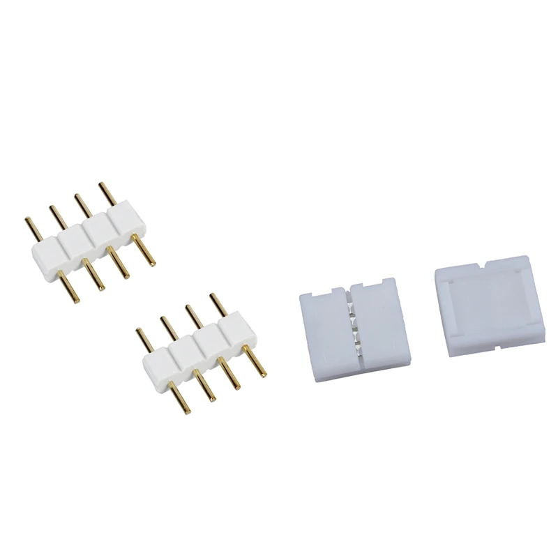 

10Pcs 4 Pin Connector Adapter For RGB LED SMD Strip Stripe Waterproof & 5Pcs Male To Male 4 Pin RGB Wire Connectors White For LE
