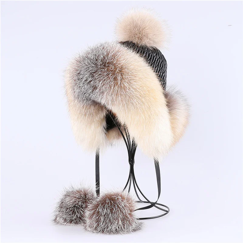 2023 Women's Luxury Fur Hat Winter Luxury Fluffy Fox Fur Warm Hat Fashion Solid Soft Thickened Windproof Fur Hat