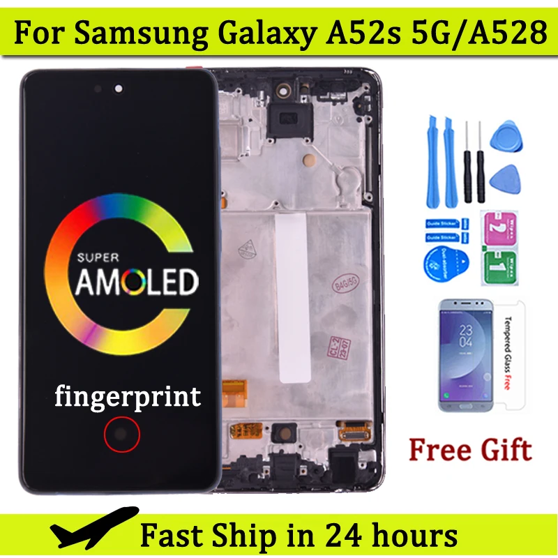 ЖК-дисплей Super AMOLED 6,5 дюйма для Samsung A52s A528, дисплей с сенсорным экраном, дигитайзер, ЖК-дисплей для Samsung A52S, деталь для замены ЖК-дисплея