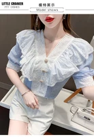 woman summer style chiffon blouses shirts lady casual short sleeve peter pan collar solid color loose blusas tops sp1431