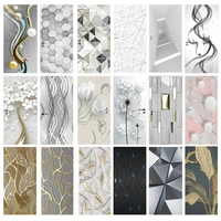 pvc door sticker modern 3d abstract fashion line silver pearl wallpaper living room art door poster self adhesive mural stickers