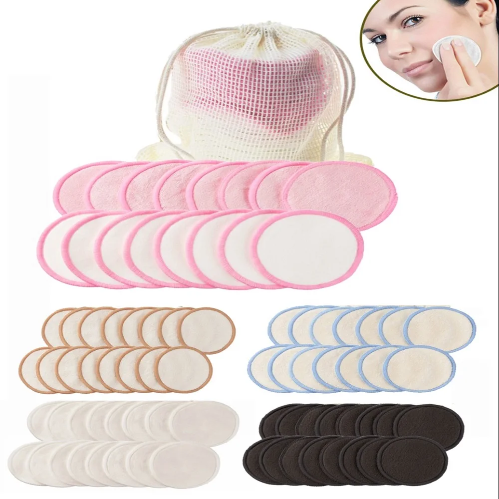 

4/8pcs Reusable Bamboo Makeup Remover Pads Washable Rounds Cleansing Facial Cotton Make Up Removal Pads Cosmetic Tool Skin Care