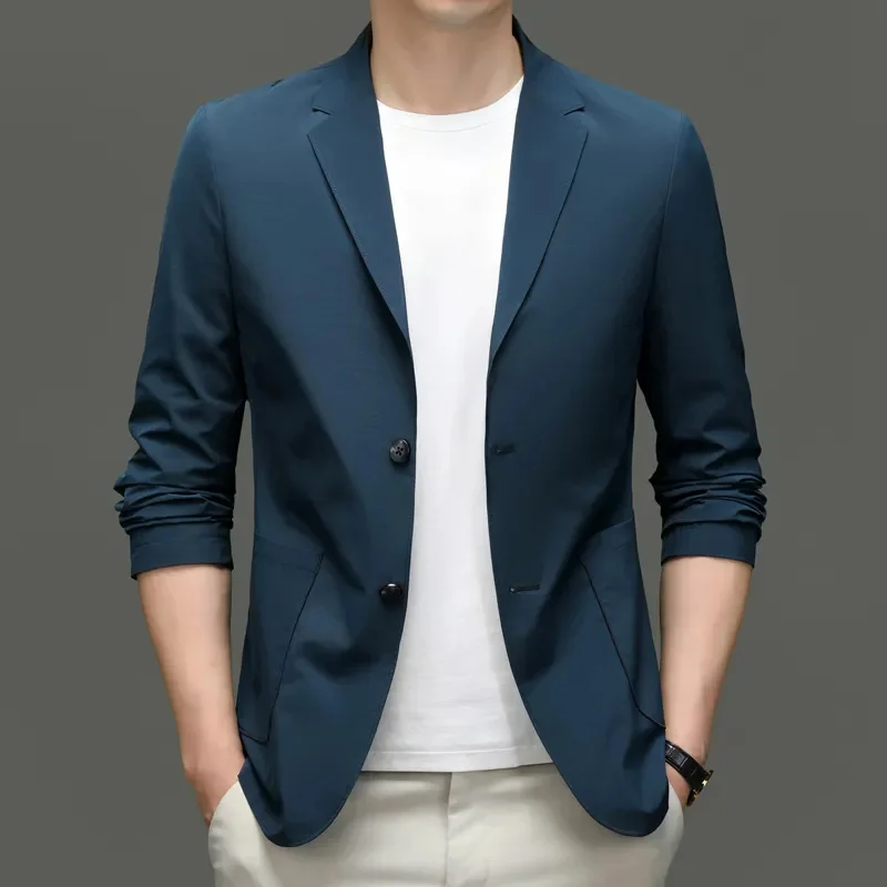 

Мужская куртка, высококачественный маленький костюм с принтом, осень 2023, тонкая корейская мода, деловой, красивый, повседневный мужской облегающий костюм