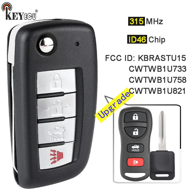 

Пульт дистанционного управления KEYECU для Nissan Versa Xterra, Infiniti, FX35, FX45, 315 МГц, чип ID46, KBRASTU15, CWTWB1U733, CWTWB1U758, CWTWB1U821