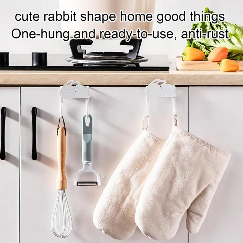 

Over The Cabinet Door Hooks Towels Organizer Iron Rabbit Heavy Duty Multiuse Hooks For Kitchen Living Room Bathroom Study Room