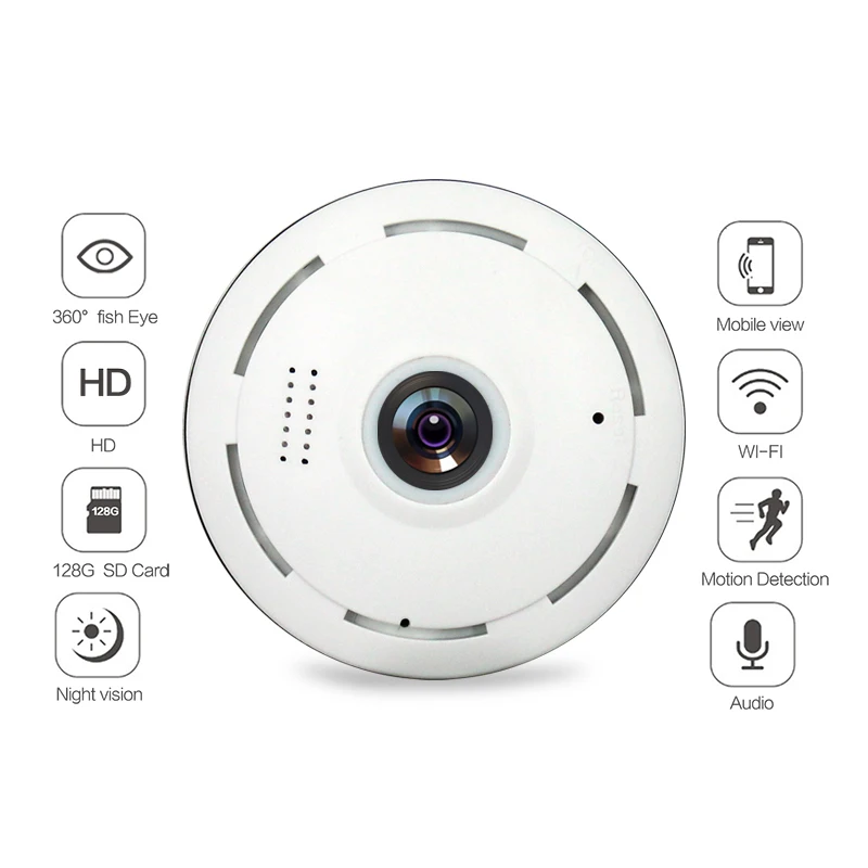 

Wireless Fisheye Lens Wifi Camera 25 Fps Video Camera 960p Intelligent Panorama Webcam Intelligent Panorama Built-in Speaker Hd