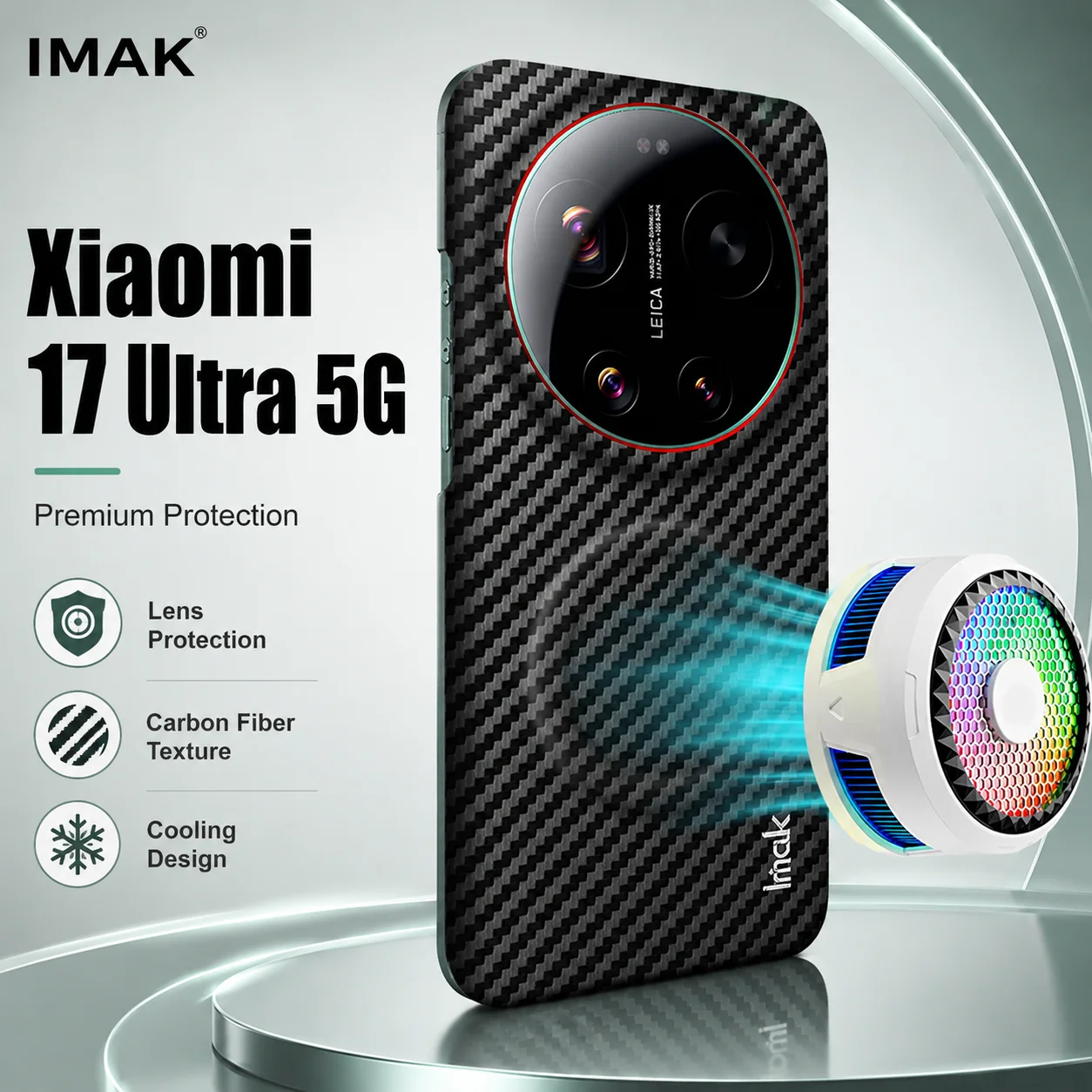 Фото Магнитный чехол для Xiaomi 17 Ultra от Leica 5G с защитой камеры из углеродного волокна и приподнятыми краями CA0024 №1