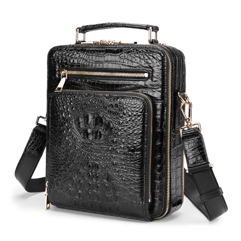 Men's Single Shoulder Bag Light Luxury100%  Crocodile Leather Men's Bag Single Shoulder Satchel Handbag Business Briefcase