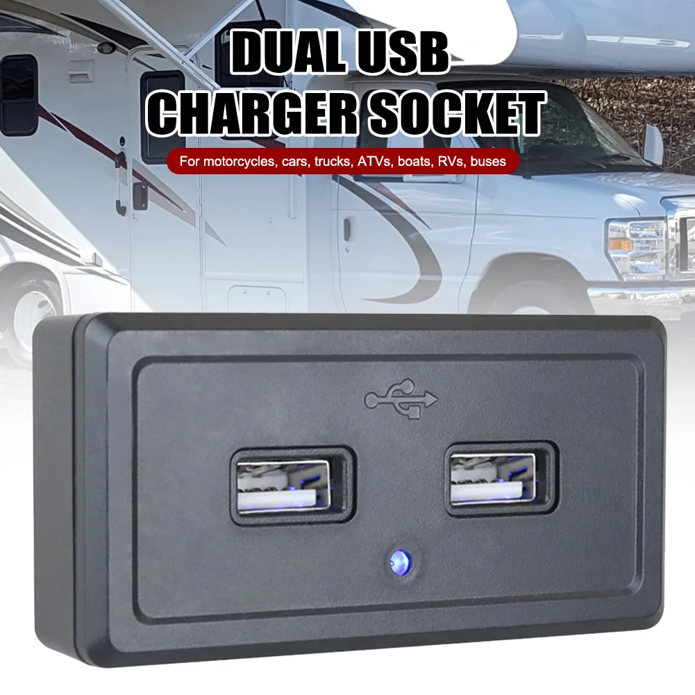

Dual USB Charger Socket 5V/3.1A USB Ports Outlet Fast Charging With LED Indicator 12V/24V For Boats RV Caravan Truck ATV Car