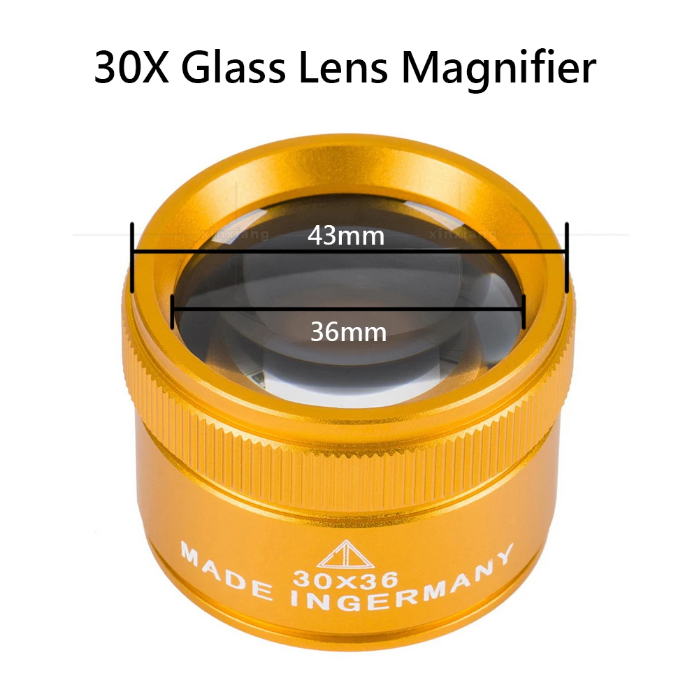 Портативная лупа 35x/30x черная/золотая/синяя