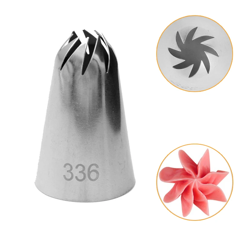 1Pcs 336# Slanted 8 tooth Pastry Nozzles Metal Cake Cream Tips Pastry Tools Piping Icing Cupcake Head Dessert Decorators
