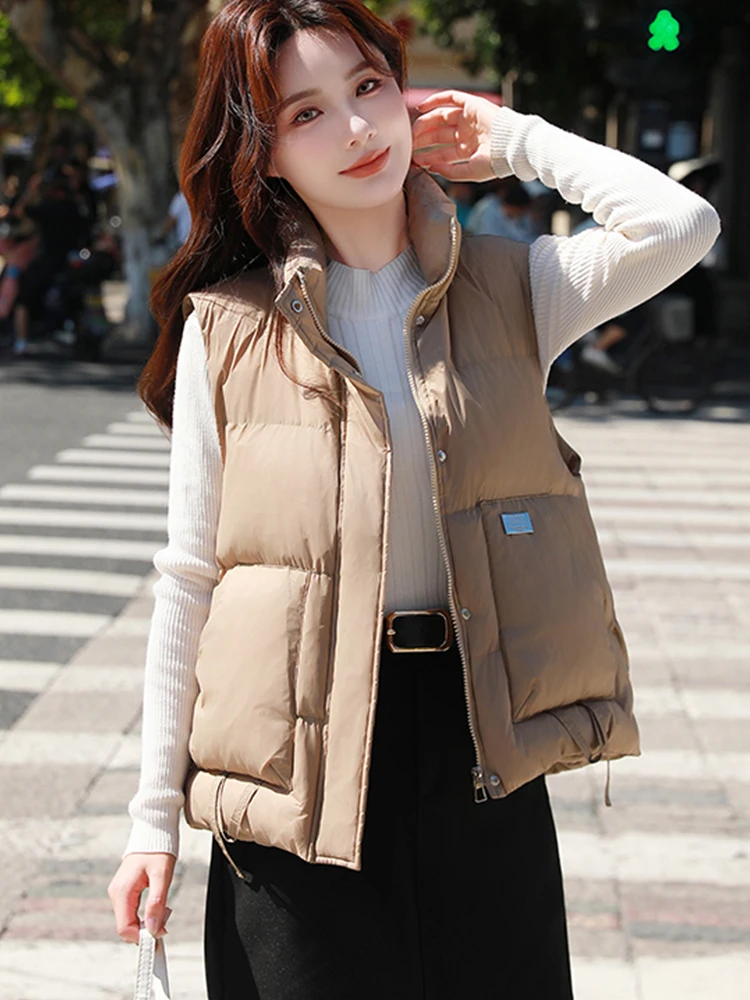 Пуховый жилет с хлопковой подкладкой женский осенне-зимний 2024 новый корейский