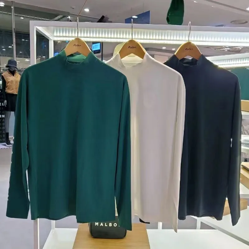 Malbon Spring Summer Casual Sports Crew Neck T-shirt Men Fast Dry Air Permeability Black/White Slim Fit Sports Long Sleeve