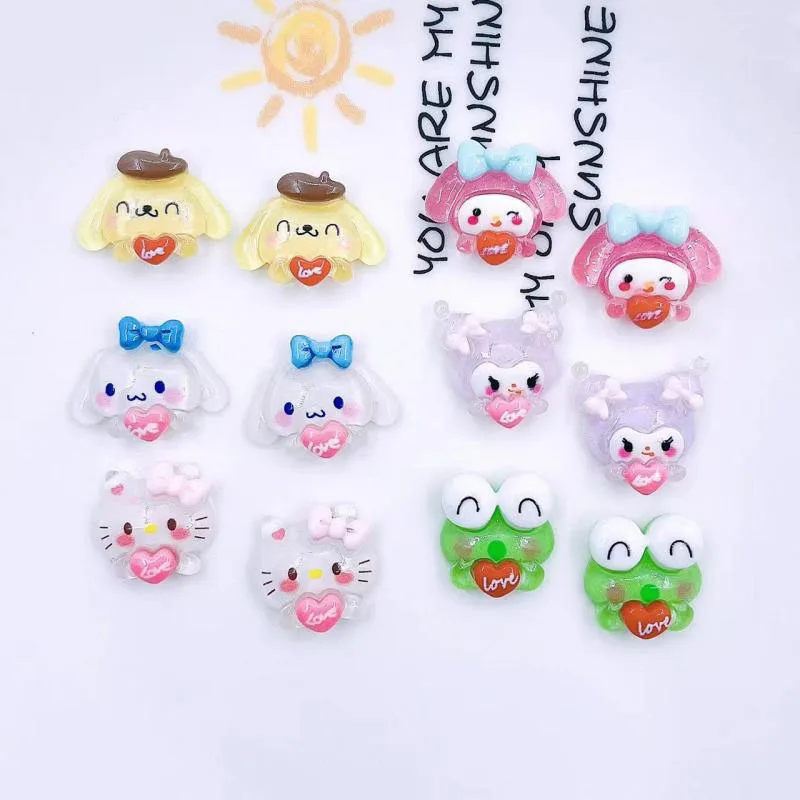 

5Pcs Kawaii Sanrio Diy Accessories Anime My Melody Kuromi Cute Hello Kitty Keroppi Cartoon Phone Case Patch Toys for Girls