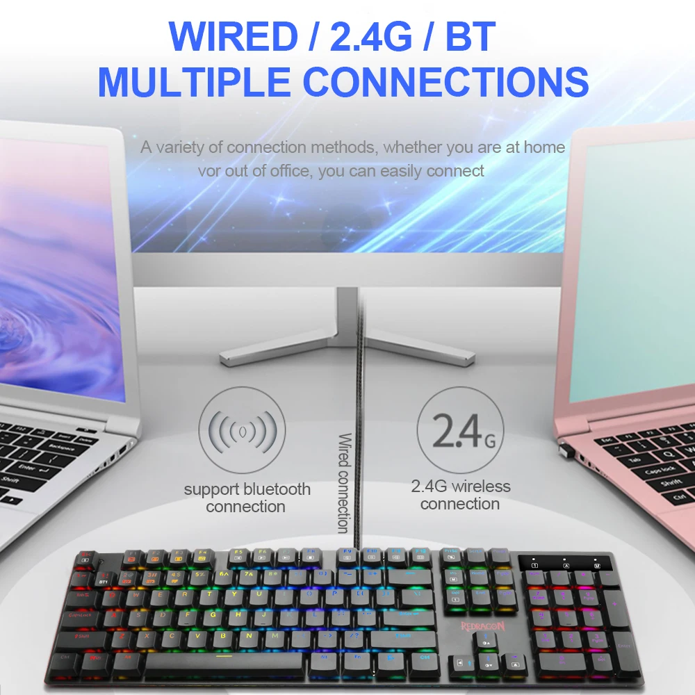 Redragon статическая X K535P RGB USB Поддержка Bluetooth 5 0 беспроводная 2 4G Механическая