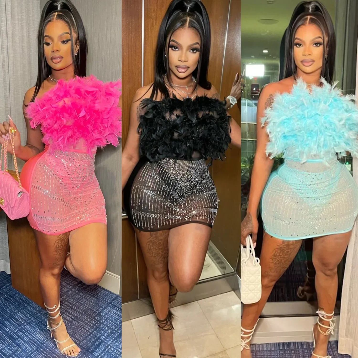 Сексуальное кружевное платье с перьями и бриллиантами на груди OS6912 новая