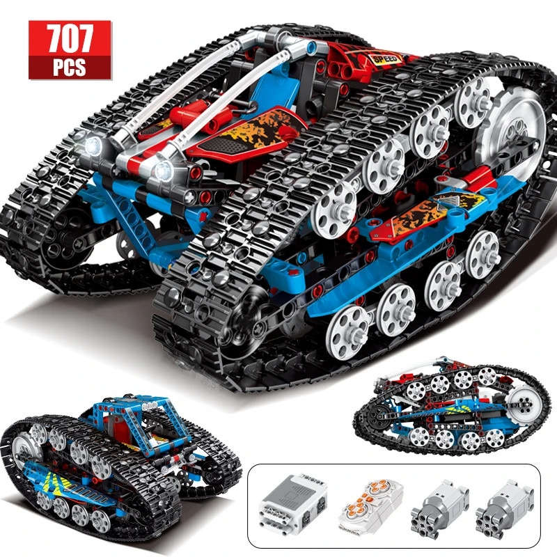 

707Pcs Technical Off Road Car Toys Remote Control Building Blocks Blue Double Sided Vehicle Bricks Kids Birthday Toys Gifts