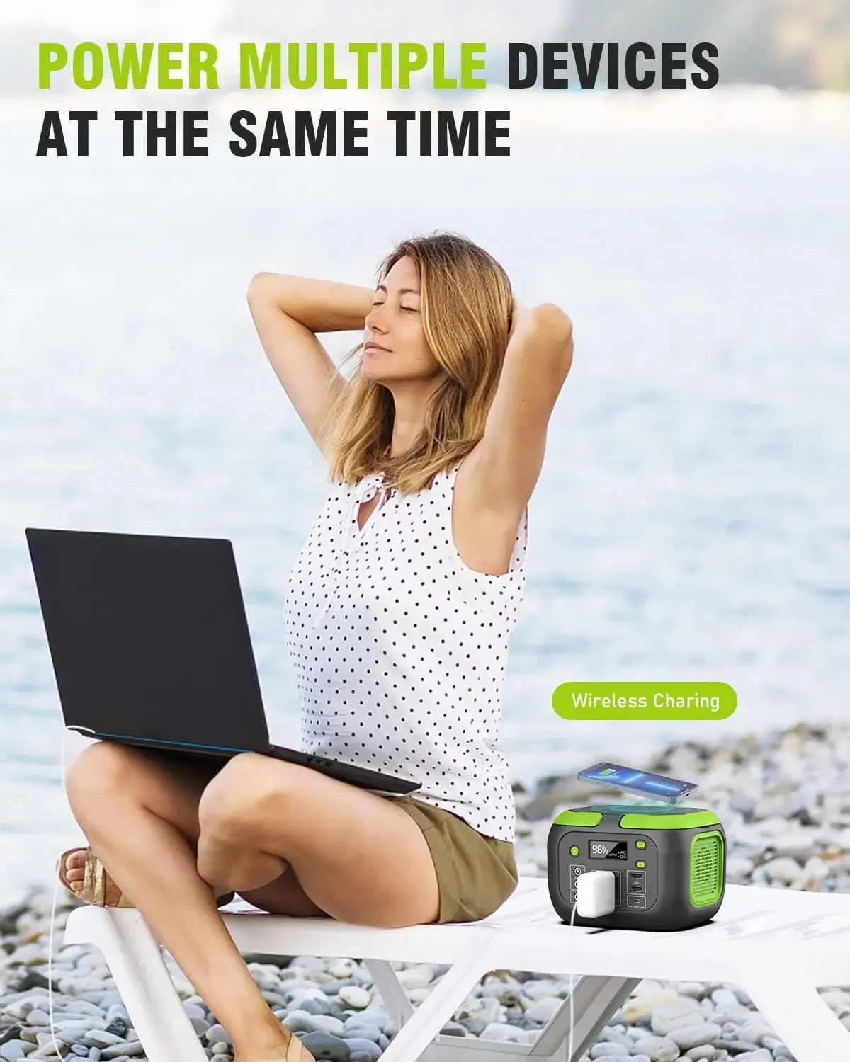 Портативная электростанция SinKeu 200 Вт 155 Втч для ноутбука с солнечным генератором