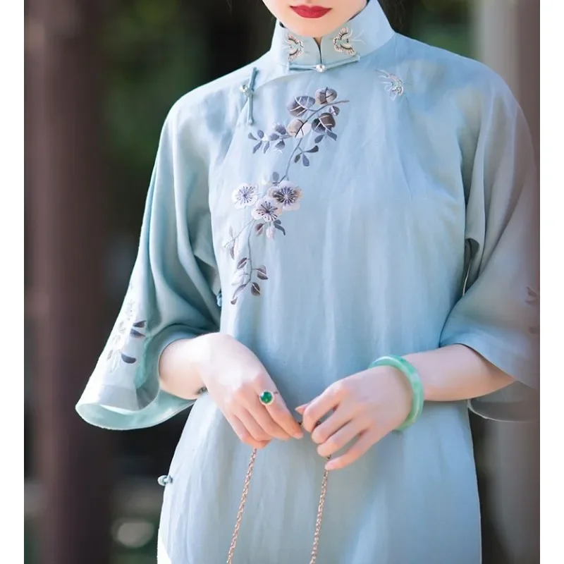 Китайское традиционное платье Qipao Cheongsam Elengant 2024 весна/лето новое улучшенное Ципао