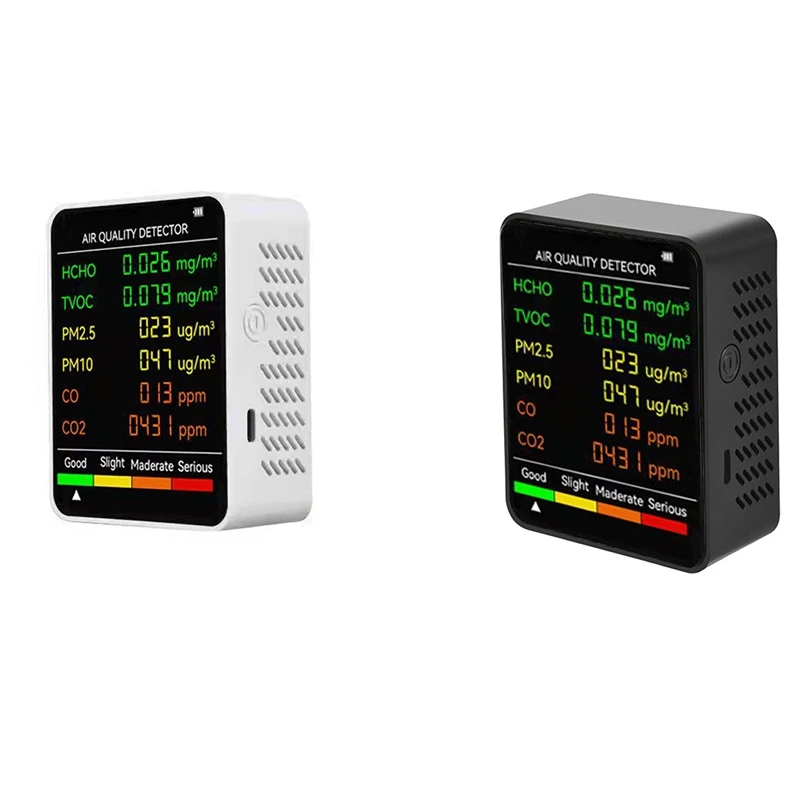 

6 In 1 PM2.5 PM10 HCHO TVOC CO CO2 Air Quality Detector CO CO2 Formaldehyde Monitor Home Office Air Quality Tester
