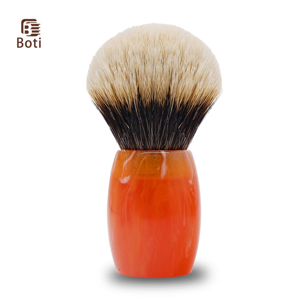 Boti Shaving Brush SHD SMF Bulb Badger Knot and Quicksand Orange Resin Handle Barbershop Comb for Beard Tools