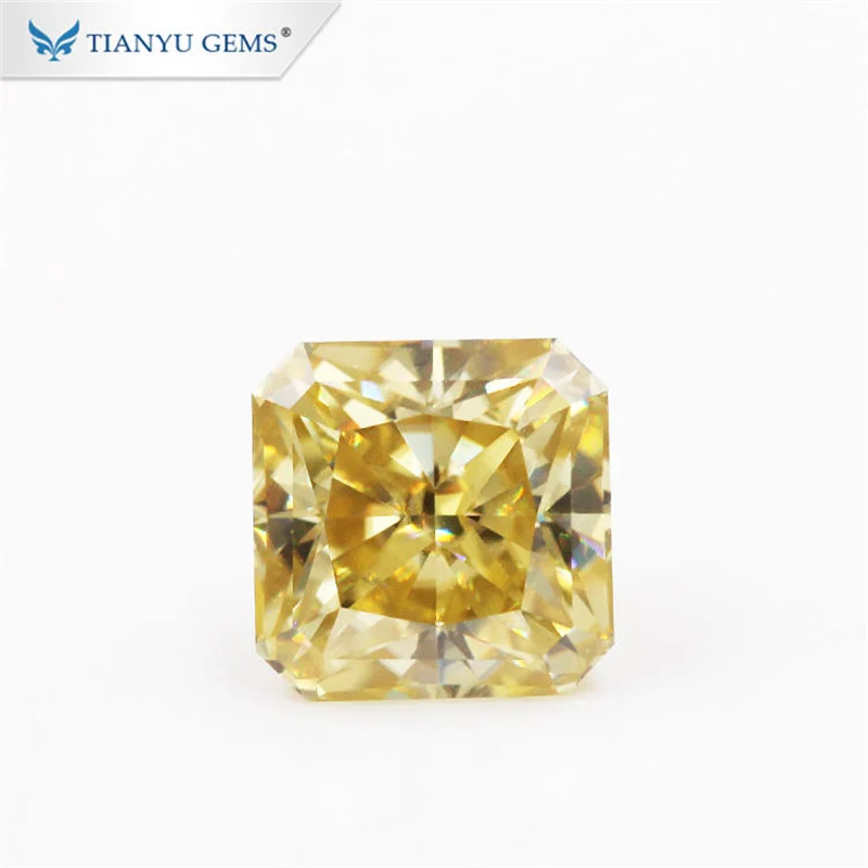 

Tianyu Gems 5mm/8mm Radiant Cut Fancy Vivd Yellow Loose Moissanite Synthetic Diamonds Lab Created Gemstone GRA for Women Jewelry