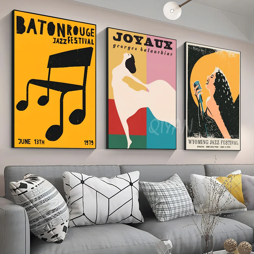 Абстрактный джазовый фестиваль красный черный кот плакат наклейки