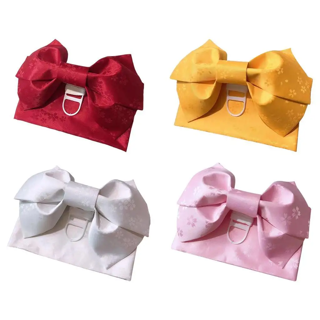 

Traditional Japanese Kimono Obi Pre-Tied Bow Sakura Pattern Waist Strap Sash