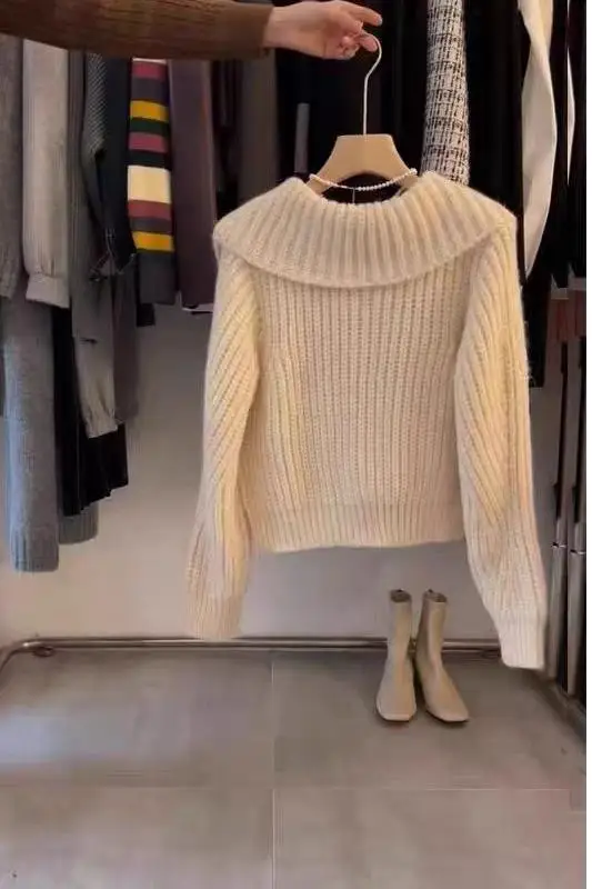 Шикарный осенне-зимний однобортный Свободный вязаный кардиган с длинными