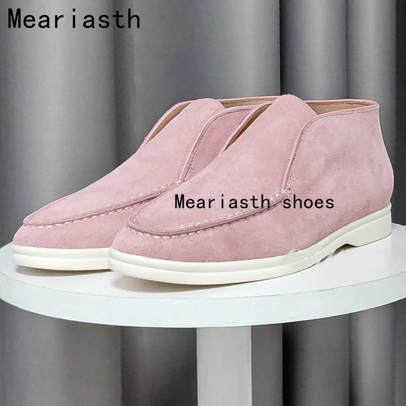 

Hot Sale High Top Loafers for Women Nude Kid Suede Flats Casual Shoes Round Toe Slip On Open Walk Shoes Luxury men Flat Shoes