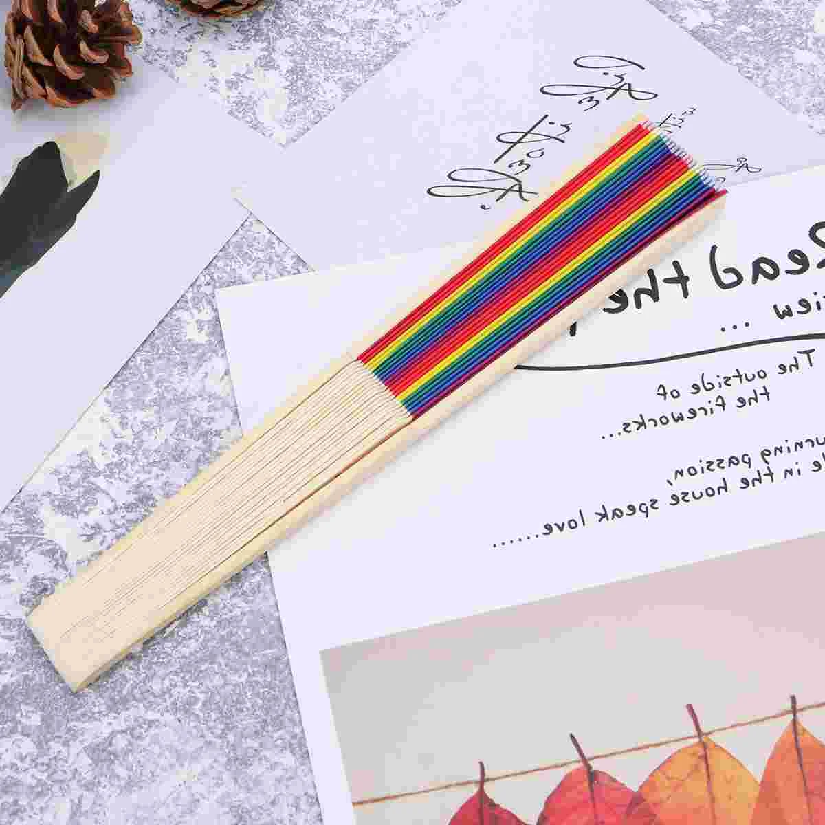 

2 Pcs Gifts Bulk Women Summer Toys Kids Rainbow Fan Rainbow Folding Fans Summer Accessories
